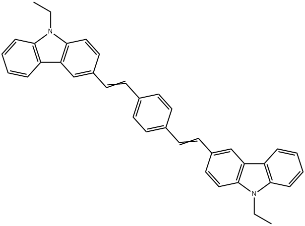 1,4-ビス[2-(9-エチルカルバゾール-3-イル)ビニル]ベンゼン 化学構造式