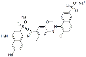 5-[[4-[(4-Amino-6-sodiosulfo-1-naphthalenyl)azo]-5-methyl-2-methoxyphenyl]azo]-6-hydroxynaphthalene-2-sulfonic acid sodium salt Struktur