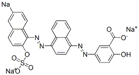 2-Hydroxy-5-[[4-[(2-hydroxy-6-sodiosulfo-1-naphthalenyl)azo]-1-naphthalenyl]azo]benzoic acid sodium salt Structure