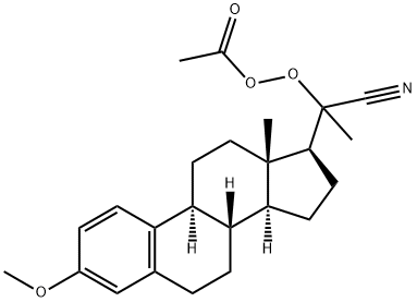 Peracetic acid 20-cyano-3-methoxy-19-norpregna-1,3,5(10)-trien-20-yl ester Struktur