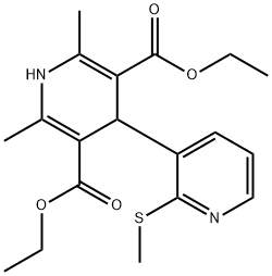 1',4'-ジヒドロ-2',6'-ジメチル-2-(メチルチオ)[3,4'-ビピリジン]-3',5'-ジカルボン酸ジエチル 化学構造式