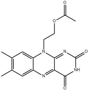 7,8-ジメチル-10-(2-アセトキシエチル)ベンゾ[g]プテリジン-2,4(3H,10H)-ジオン 化学構造式