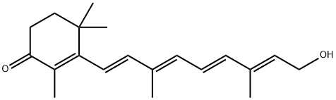 3-[(1E,3E,5E,7E)-9-ヒドロキシ-3,7-ジメチルノナ-1,3,5,7-テトラエン-1-イル]-2,4,4-トリメチルシクロヘキサ-2-エン-1-オン 化学構造式