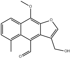 3-(Hydroxymethyl)-9-methoxy-5-methylnaphtho[2,3-b]furan-4-carbaldehyde, 62706-43-8, 结构式