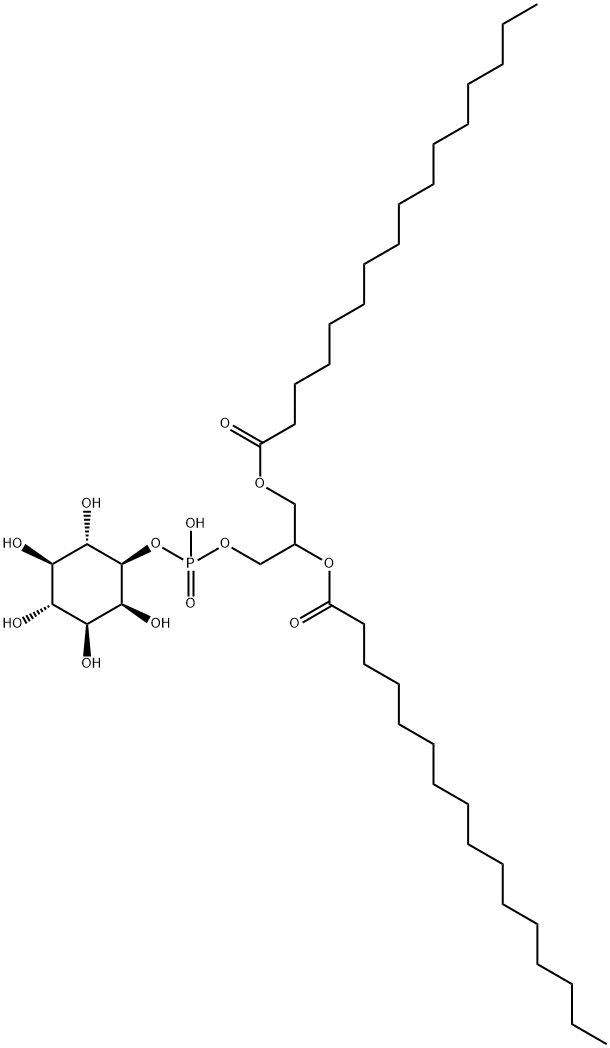 1-O-(1-O,2-O-ジパルミトイル-D-グリセロ-3-ホスホ)-D-myo-イノシトール 化学構造式