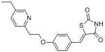 5-(4-(2-(5-Ethylpyridin-2-yl)ethoxy)benzylidene)thiazolidine-2,4-dione 化学構造式