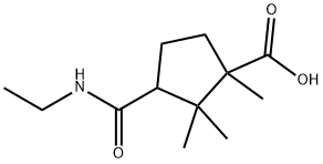 3-[(エチルアミノ)カルボニル]-1,2,2-トリメチルシクロペンタンカルボン酸 化学構造式