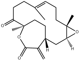 (1R,3S,5S,8E,13R)-5,9,13-Trimethyl-16-methylene-4,14-dioxatricyclo[11.3.2.03,5]octadec-8-ene-12,15-dione Struktur