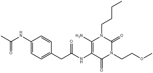 Benzeneacetamide,  4-(acetylamino)-N-[6-amino-1-butyl-1,2,3,4-tetrahydro-3-(2-methoxyethyl)-2,4-dioxo-5-pyrimidinyl]- Struktur