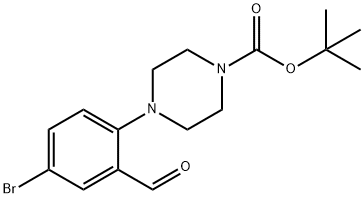 4-(4-Bromo-2-formyl-phenyl)-piperazine-1-carboxylic acid tert-butyl ester Struktur
