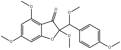2,4,6-Trimethoxy-2-[methoxy(4-methoxyphenyl)methyl]benzofuran-3(2H)-one Struktur