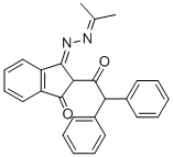 (3E)-2-(2,2-diphenylacetyl)-3-(propan-2-ylidenehydrazinylidene)inden-1-one 化学構造式