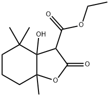 3-Benzofurancarboxylic  acid,  octahydro-3a-hydroxy-4,4,7a-trimethyl-2-oxo-,  ethyl  ester,62870-59-1,结构式