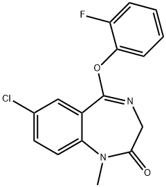 7-クロロ-5-(o-フルオロフェノキシ)-1-メチル-1H-1,4-ベンゾジアゼピン-2(3H)-オン 化学構造式