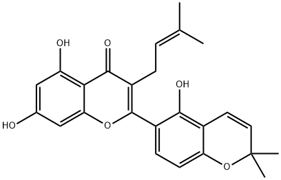 5,7-Dihydroxy-2-(5-hydroxy-2,2-dimethyl-2H-1-benzopyran-6-yl)-3-(3-methyl-2-butenyl)-4H-1-benzopyran-4-one Structure