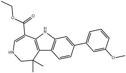 Azepino[4,5-b]indole-5-carboxylic acid, 1,2,3,6-tetrahydro-8-(3-methoxyphenyl)-1,1-dimethyl-, ethyl ester Structure