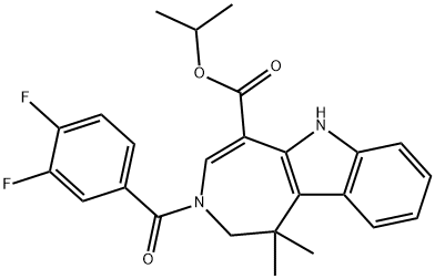 3-(3,4-二氟苯甲酰基)-1,2,3,6-四氢-1,1-二甲基氮杂卓[4,5-B]吲哚-5-甲酸 1-甲基乙基酯,629664-81-9,结构式