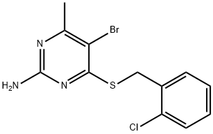 5-bromo-4-[(2-chlorophenyl)methylsulfanyl]-6-methyl-pyrimidin-2-amine Structure