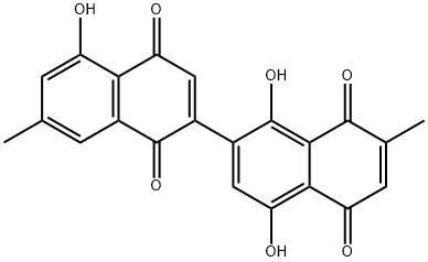 1',4',5-Trihydroxy-7,7'-dimethyl[2,2'-binaphthalene]-1,4,5',8'-tetrone Struktur