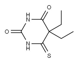 5,5-ジエチル-5,6-ジヒドロ-6-チオキソ-2,4(1H,3H)-ピリミジンジオン 化学構造式