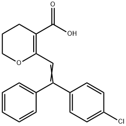 2-[2-(4-chlorophenyl)-2-phenyl-ethenyl]-5,6-dihydro-4H-pyran-3-carboxy lic acid Struktur