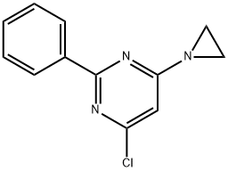 6-(1-アジリジニル)-4-クロロ-2-フェニルピリミジン 化学構造式