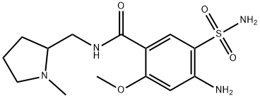 N-[(1-メチル-2-ピロリジニル)メチル]-2-メトキシ-4-アミノ-5-スルファモイルベンズアミド 化学構造式