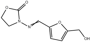 3-[[5-(hydroxymethyl)-2-furyl]methylideneamino]oxazolidin-2-one Struktur