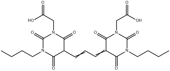 3-丁基-5-[3-[1-丁基-3-(羧甲基)六氢-2,4,6-三氧代-5-嘧啶基]-2-亚丙烯基]四氢-2,4,6-三氧代-1(2H)-嘧啶乙酸, 63059-36-9, 结构式