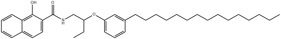 1-ヒドロキシ-N-[2-(3-ペンタデシルフェノキシ)ブチル]-2-ナフタレンカルボアミド 化学構造式