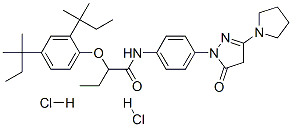 2-[2,4-bis(tert-pentyl)phenoxy]-N-[4-[4,5-dihydro-5-oxo-3-(1-pyrrolidinyl)-1H-pyrazol-1-yl]phenyl]butyramide dihydrochloride Struktur