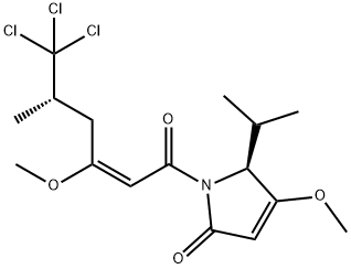 (5S)-1,5-ジヒドロ-5-イソプロピル-4-メトキシ-1-[(S,E)-6,6,6-トリクロロ-3-メトキシ-5-メチル-1-オキソ-2-ヘキセニル]-2H-ピロール-2-オン 化学構造式