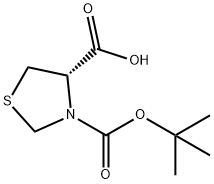 BOC-(S)-チアゾリジン-4-カルボン酸 化学構造式