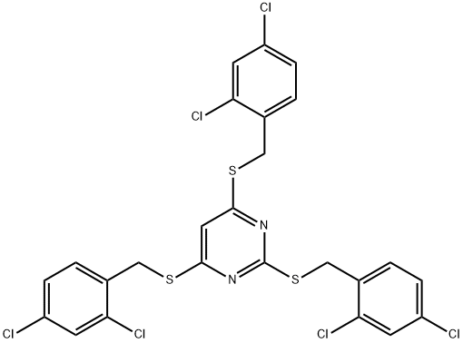 2,4,6-tris[(2,4-dichlorophenyl)methylsulfanyl]pyrimidine Structure