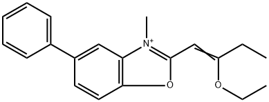 2-(2-Ethoxy-1-butenyl)-3-methyl-5-phenylbenzoxazolium 结构式
