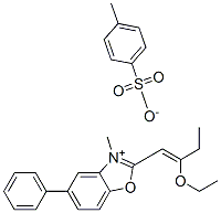 2-(2-ethoxybut-1-enyl)-3-methyl-5-phenylbenzoxazolium p-toluenesulphonate Struktur