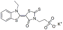 potassium 5-(3-ethylbenzothiazol-2(3H)-ylidene)-4-oxo-2-thioxothiazolidin-3-ethanesulphonate Struktur
