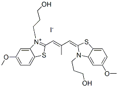 3-(3-hydroxypropyl)-2-[3-[3-(3-hydroxypropyl)-5-methoxy-3H-benzothiazol-2-ylidene]-2-methylprop-1-enyl]-5-methoxybenzothiazolium iodide  Struktur