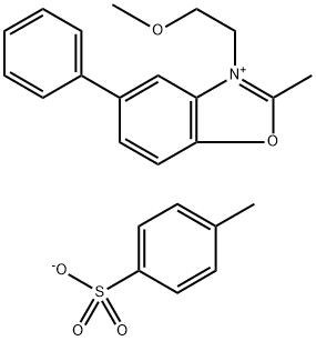 3-(2-methoxyethyl)-2-methyl-5-phenylbenzoxazolium p-toluenesulphonate Struktur