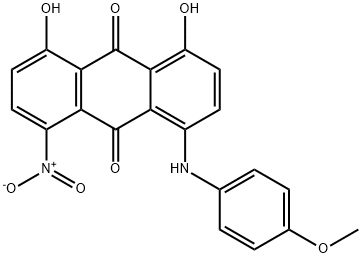 1,8-dihydroxy-4-[(4-methoxyphenyl)amino]-5-nitro-anthracene-9,10-dione Struktur