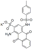 potassium 1-amino-9,10-dihydro-4-[[(4-methylphenyl)sulphonyl]amino]-9,10-dioxoanthracene-2-sulphonate Struktur