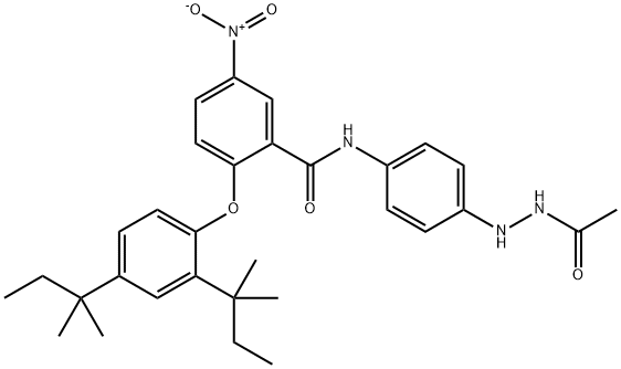 Acetic acid 2-[4-[[2-[2,4-bis(1,1-dimethylpropyl)phenoxy]-5-nitrobenzoyl]amino]phenyl] hydrazide Struktur