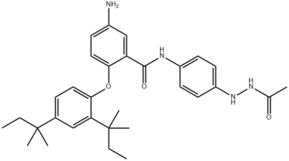 N'-[4-[[5-Amino-2-[2,4-bis(1,1-dimethylpropyl)phenoxy]benzoyl]amino]phenyl]acetohydrazide Struktur