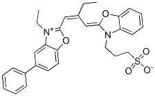3-Ethyl-5-phenyl-2-[2-[[3-(3-sulfonatopropyl)benzoxazol-2(3H)-ylidene]methyl]-1-butenyl]benzoxazol-3-ium Struktur