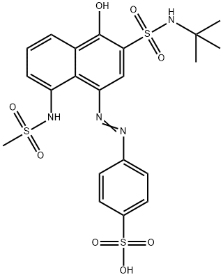 4-[[3-[[(1,1-dimethylethyl)amino]sulphonyl]-4-hydroxy-8-[(methylsulphonyl)amino]-1-naphthyl]azo]benzenesulphonic acid Struktur