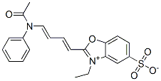 2-[4-(acetylphenylamino)buta-1,3-dienyl]-3-ethyl-5-sulphonatobenzoxazolium Struktur
