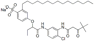 4-[2-[[4-Chloro-3-[(4,4-dimethyl-1,3-dioxopentyl)amino]phenyl]amino]-1-ethyl-2-oxoethoxy]-2-pentadecylbenzenesulfonic acid sodium salt Struktur