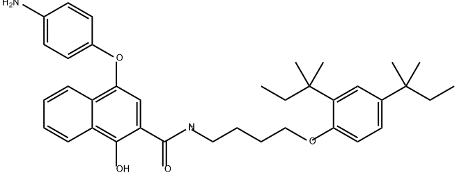 4-(4-aminophenoxy)-N-[4-[2,4-bis(1,1-dimethylpropyl)phenoxy]butyl]-1-hydroxynaphthalene-2-carboxamide Struktur
