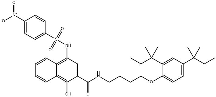 N-[4-[2,4-Bis(1,1-dimethylpropyl)phenoxy]butyl]-1-hydroxy-4-[[(4-nitrophenyl)sulfonyl]amino]-2-naphthalenecarboxamide Struktur