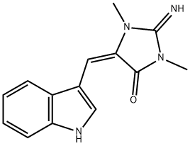 2-Imino-5-(1H-indol-3-ylmethylene)-1,3-dimethylimidazolidin-4-one Struktur